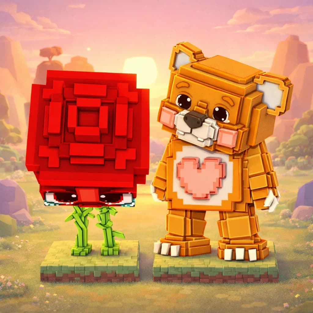 Brainrot character 411: rosey and teddy