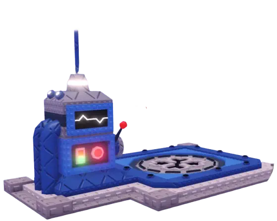 Source-faithful frontal view of the blue RNG Machine with its control cabinet and circular spin platform