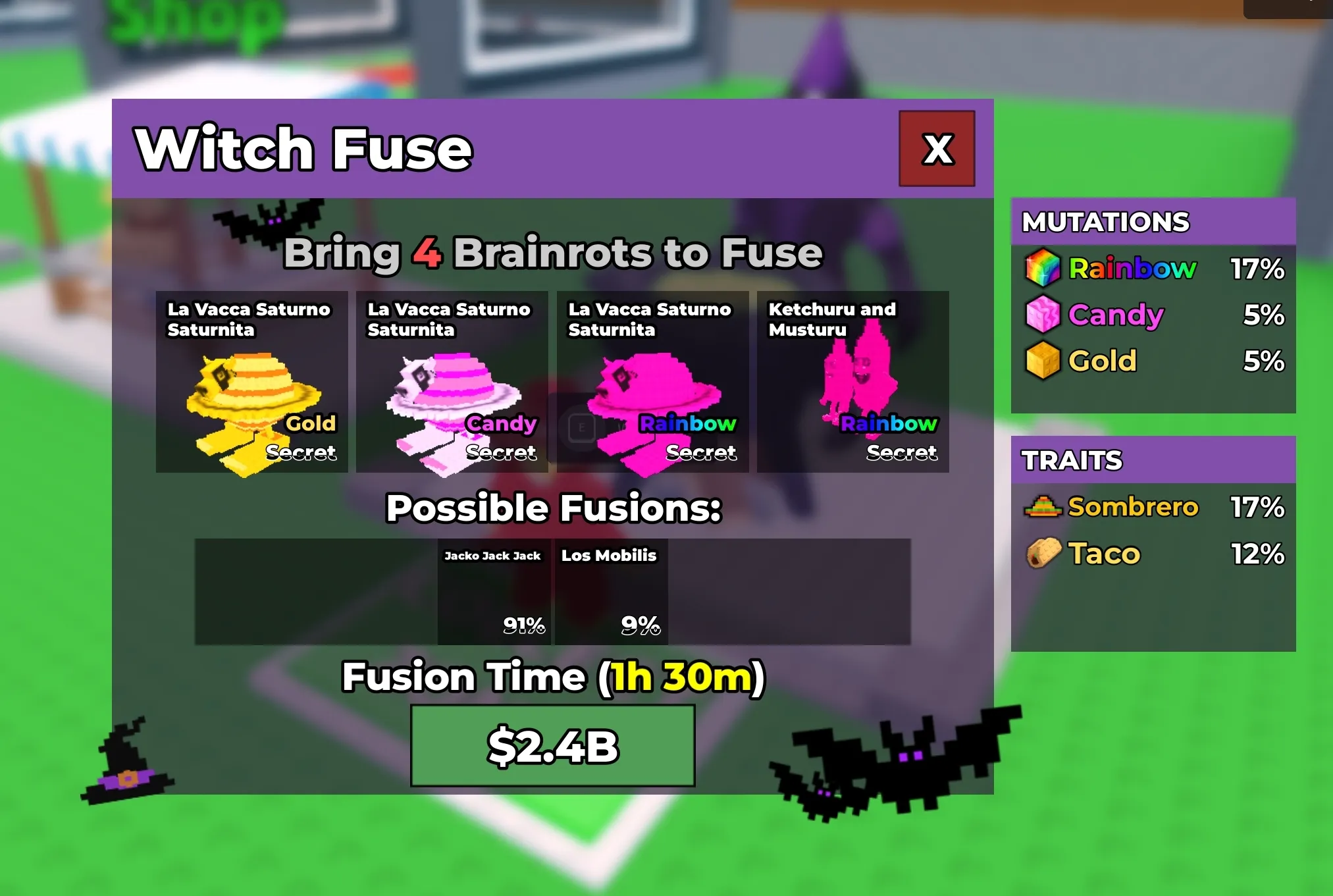 Witch Fuse interface showing fusion probabilities